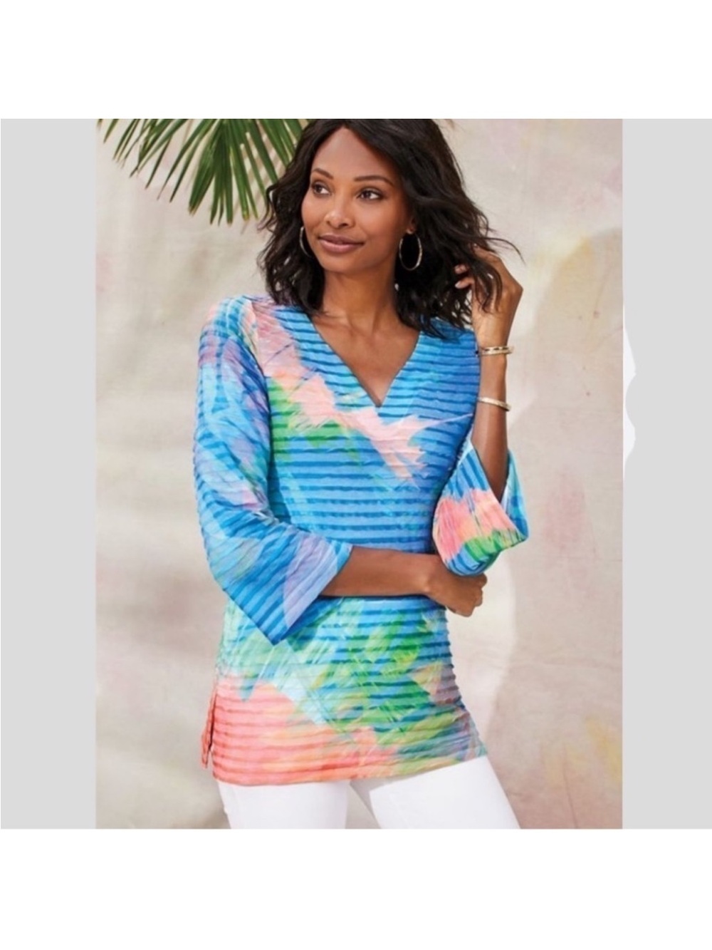 Soft Surroundings Color Study Tunic, quarter sleeves Resort Sz: 2x